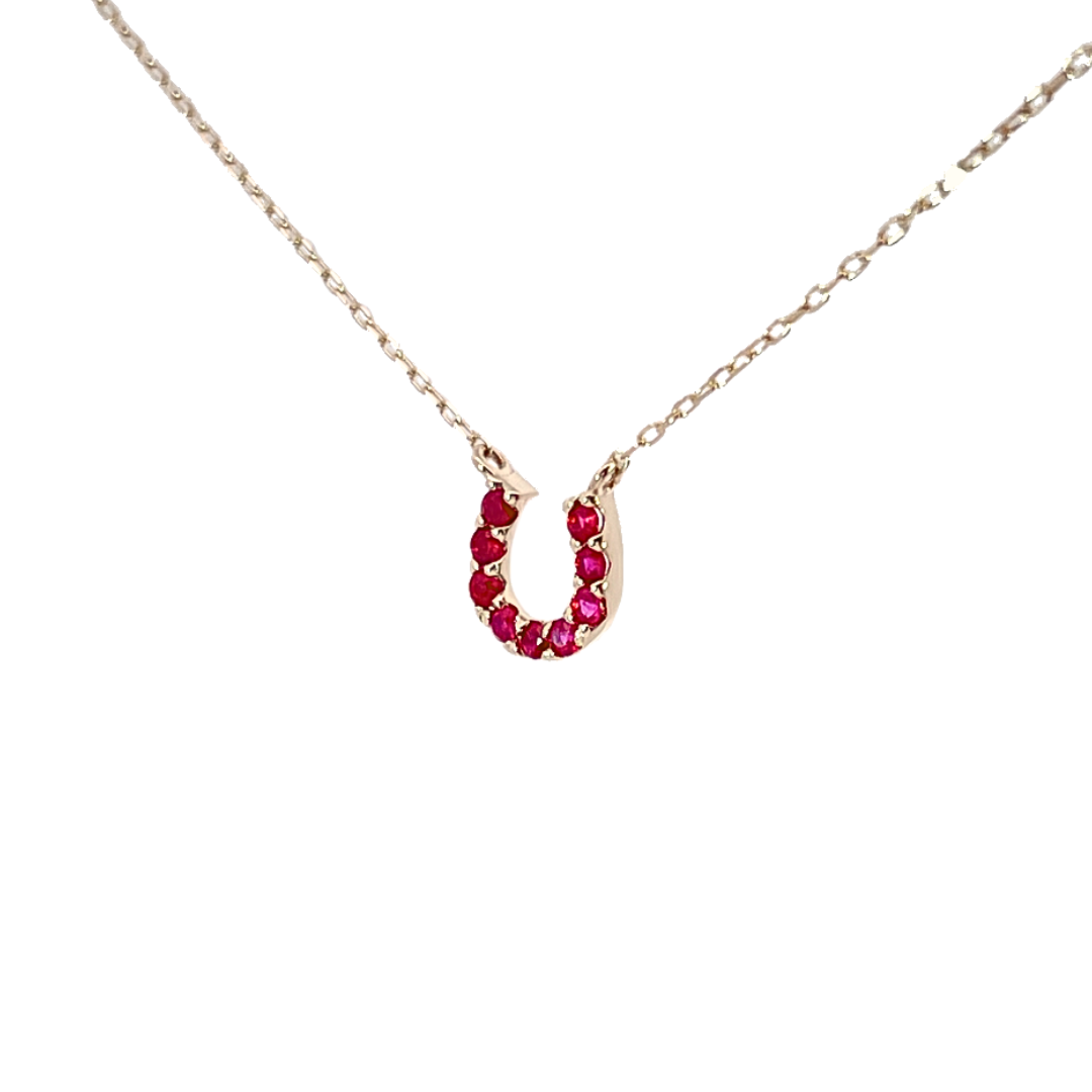 ルビーバテイネックレス　K10YG