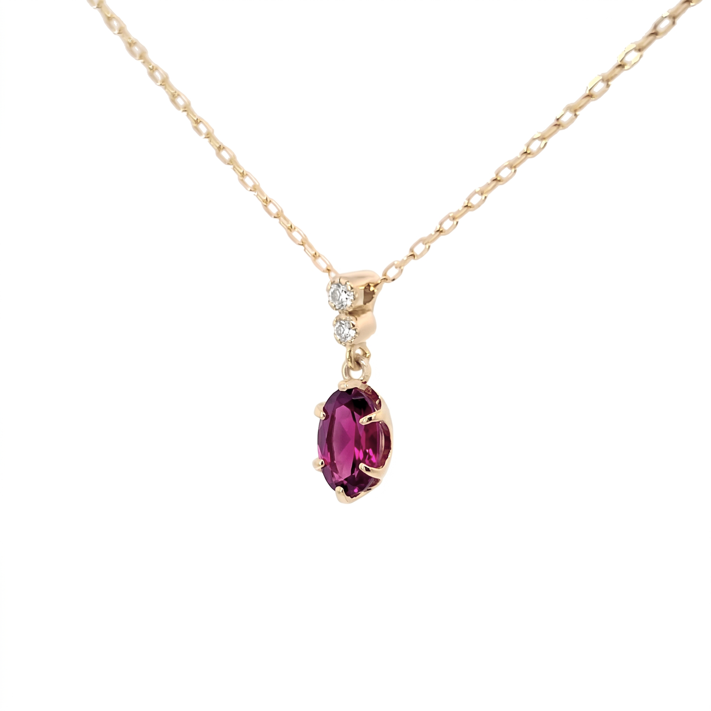 ロードライトガーネット×ダイヤモンド0.01ct ネックレス K10YG