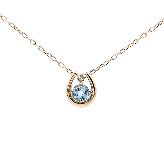 ブルートパーズ×ダイヤモンド0.01ct ホースシューネックレス K10YG