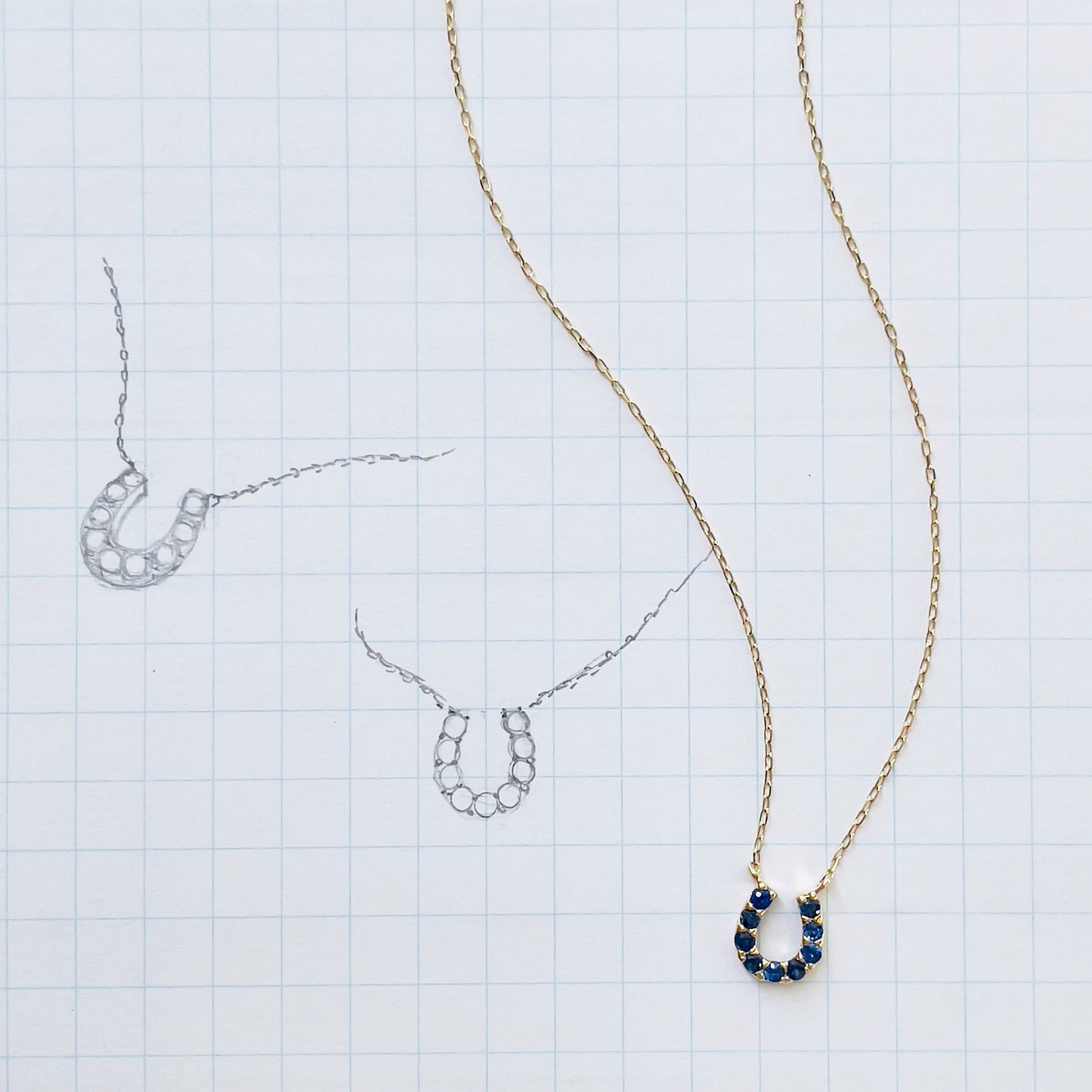 サファイアバテイネックレス　K10YG