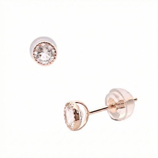 モルガナイト　ラウンド　ミルピアス　K10YG