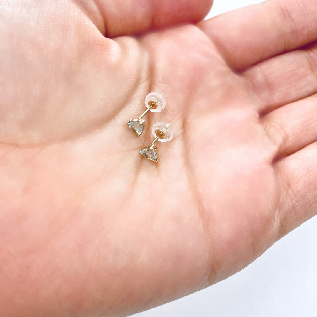 アクアマリン　ハートシェイプカット　ピアス　K10YG