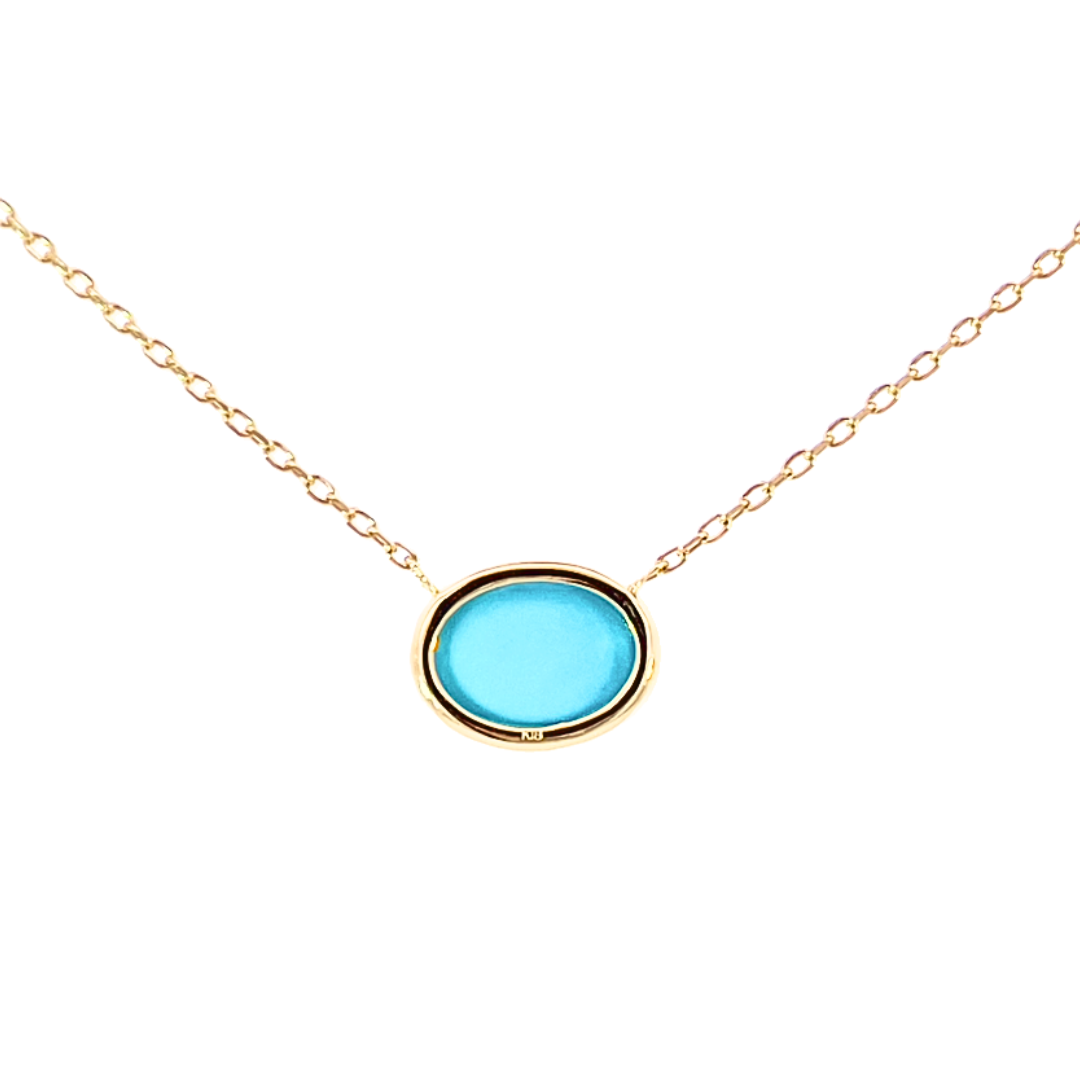 ターコイズ　ミル　ネックレス　K18YG