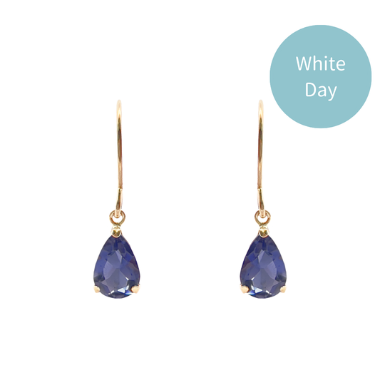 アイオライト　ペアシェイプカット　フックピアス　K10YG