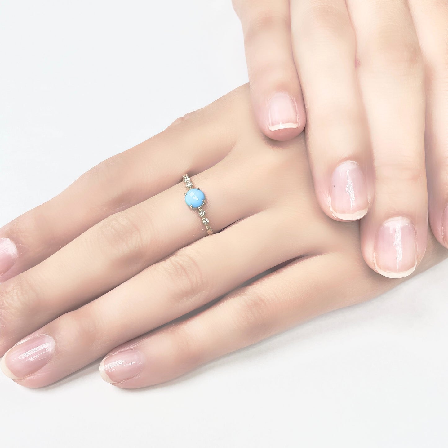 ターコイズ×ダイヤ　リング　K10YG