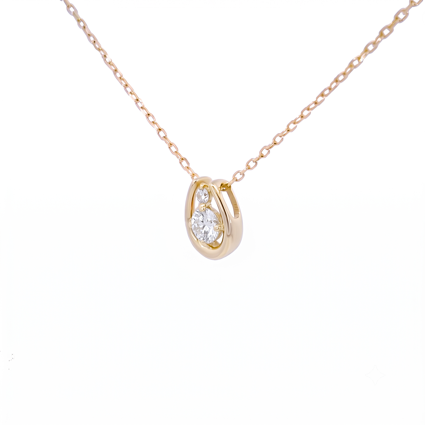 ダイヤモンド0.10ct ホースシューネックレス K10YG