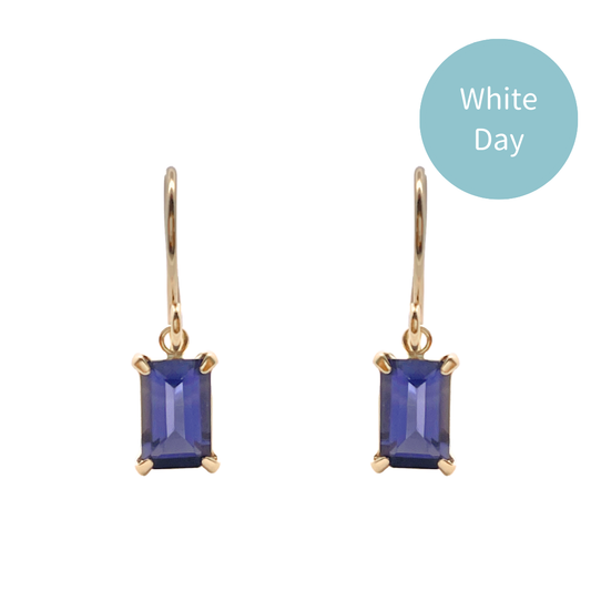 アイオライト　スクエアカット　フックピアス　K10YG