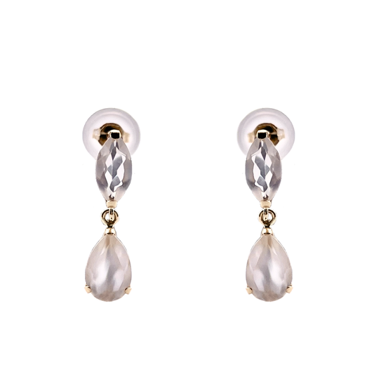 ムーンストーン　ツインドロップ　ピアス　K10YG