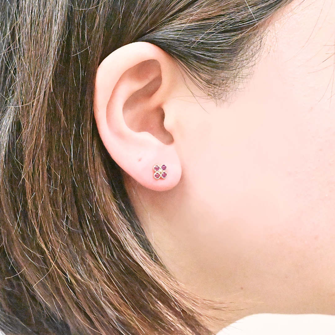 ルビー フラワーピアス K10YG