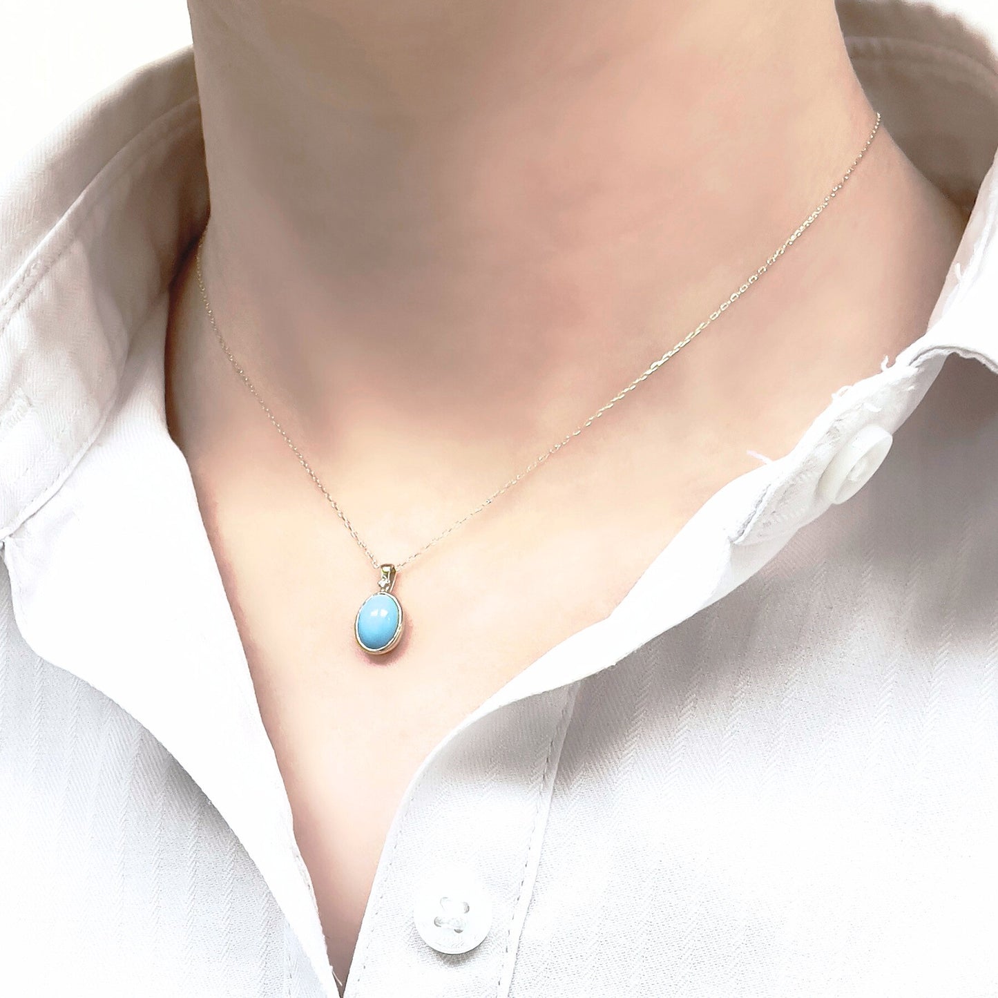 ターコイズ　ネックレス　K10YG