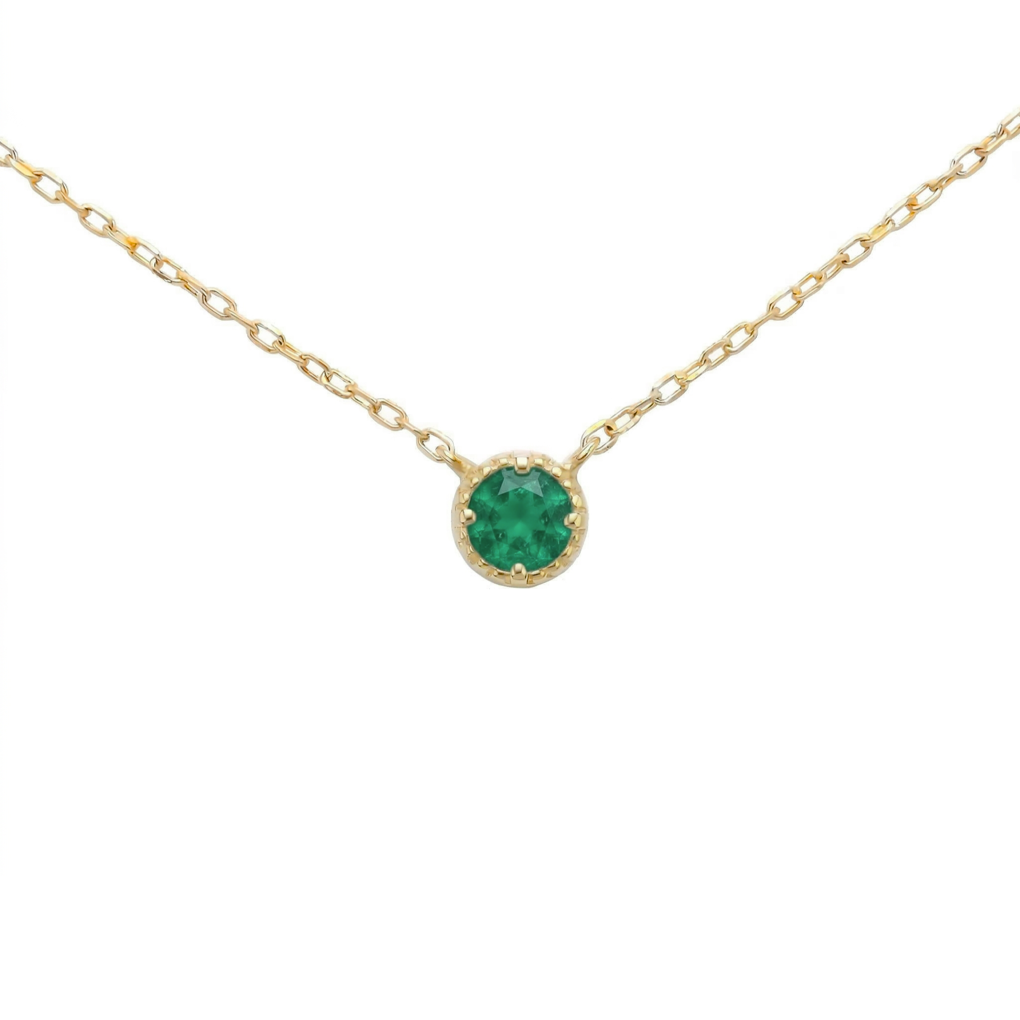 エメラルド ミルグレインネックレス K10YG