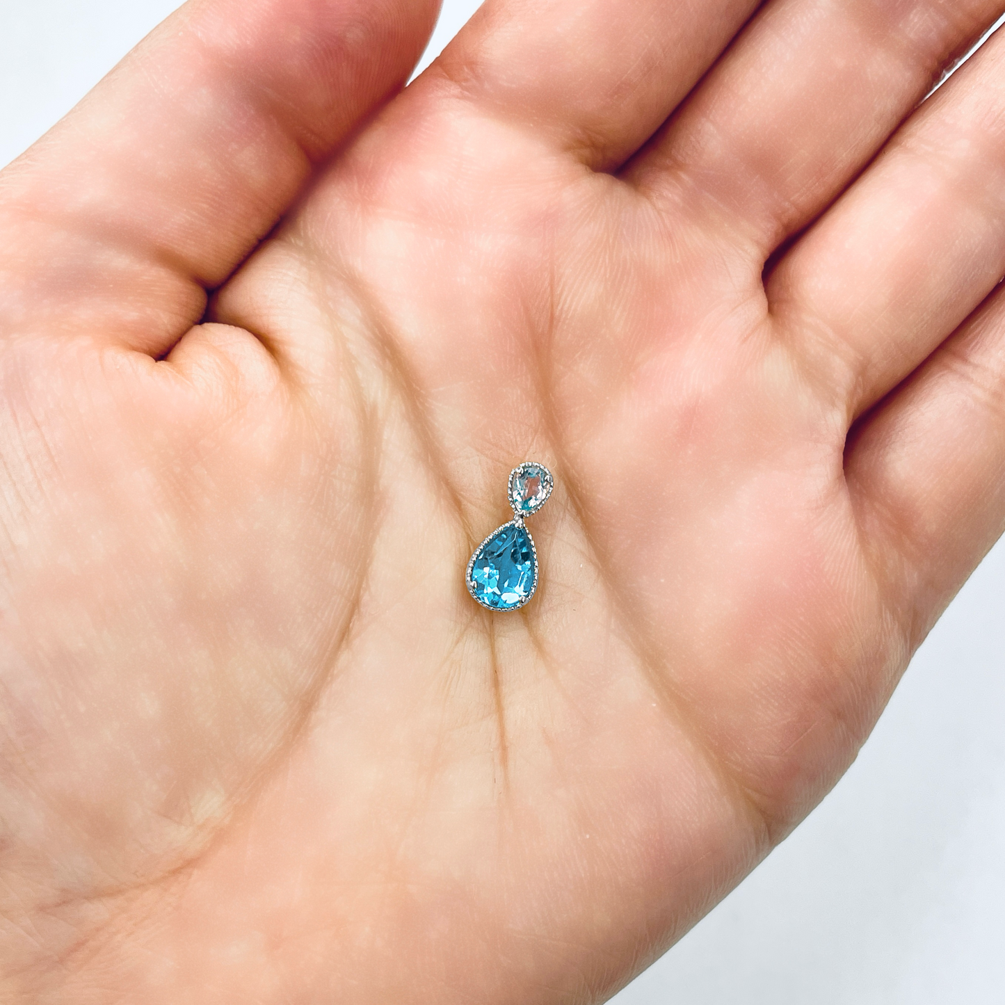 ブルートパーズ×アクアマリン　ペンダント　K10WG