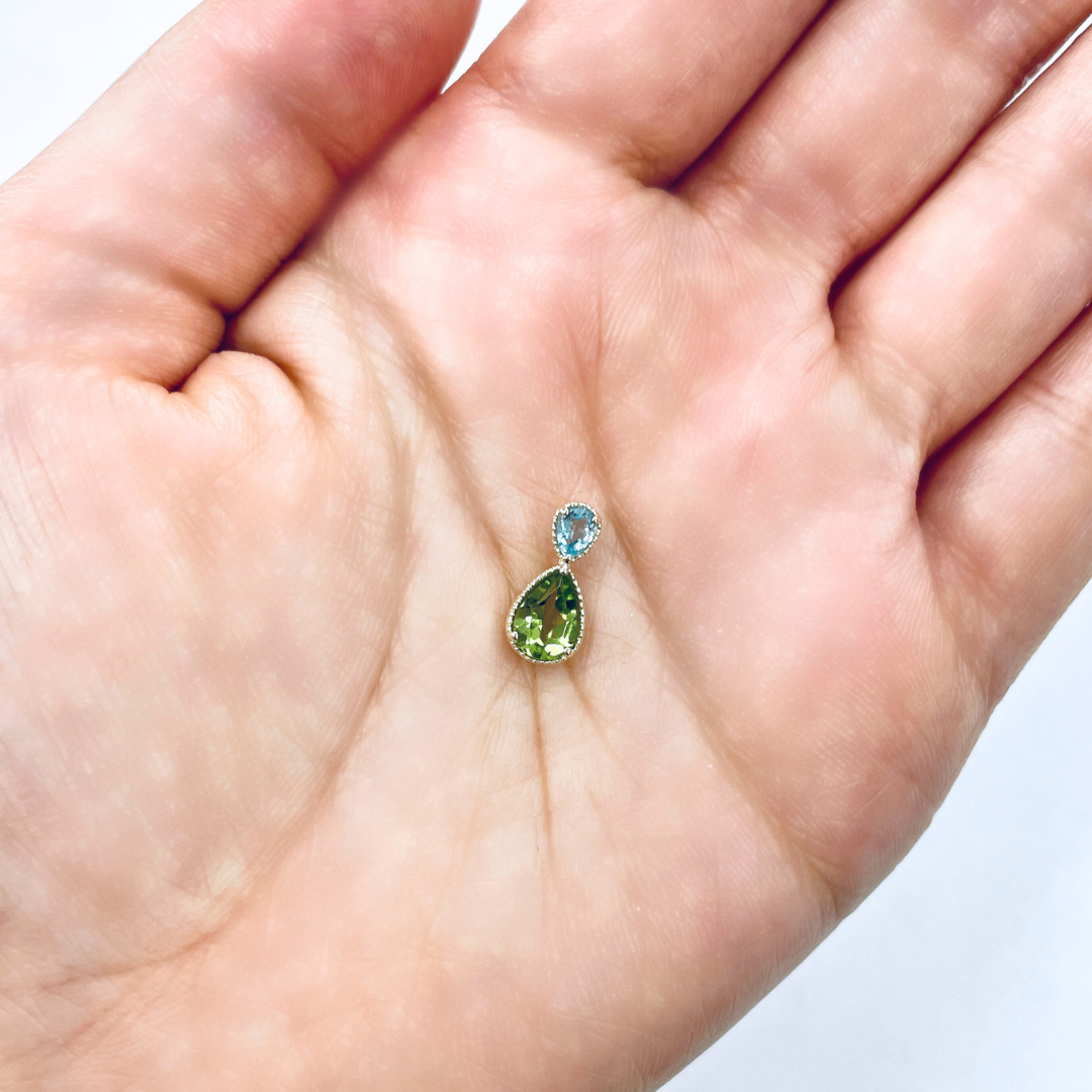 ペリドット×ブルートパーズ　ペンダントトップ　K10YG