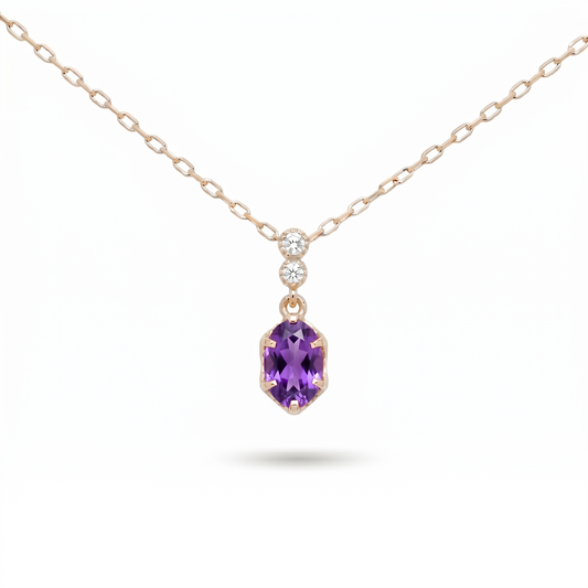 アメジスト×ダイヤモンド0.01ct ネックレス K10YG