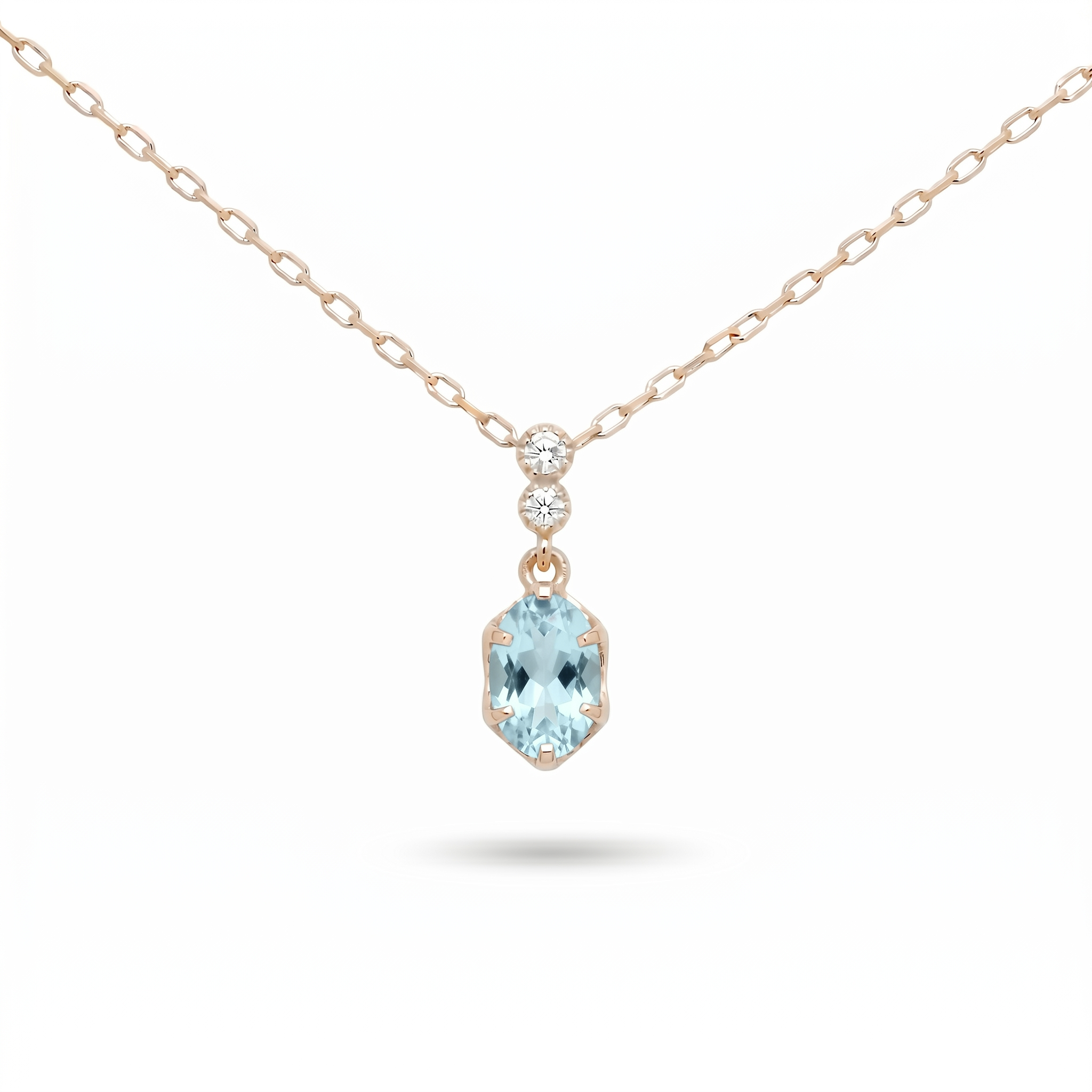 アクアマリン×ダイヤモンド0.01ct ネックレス K10YG