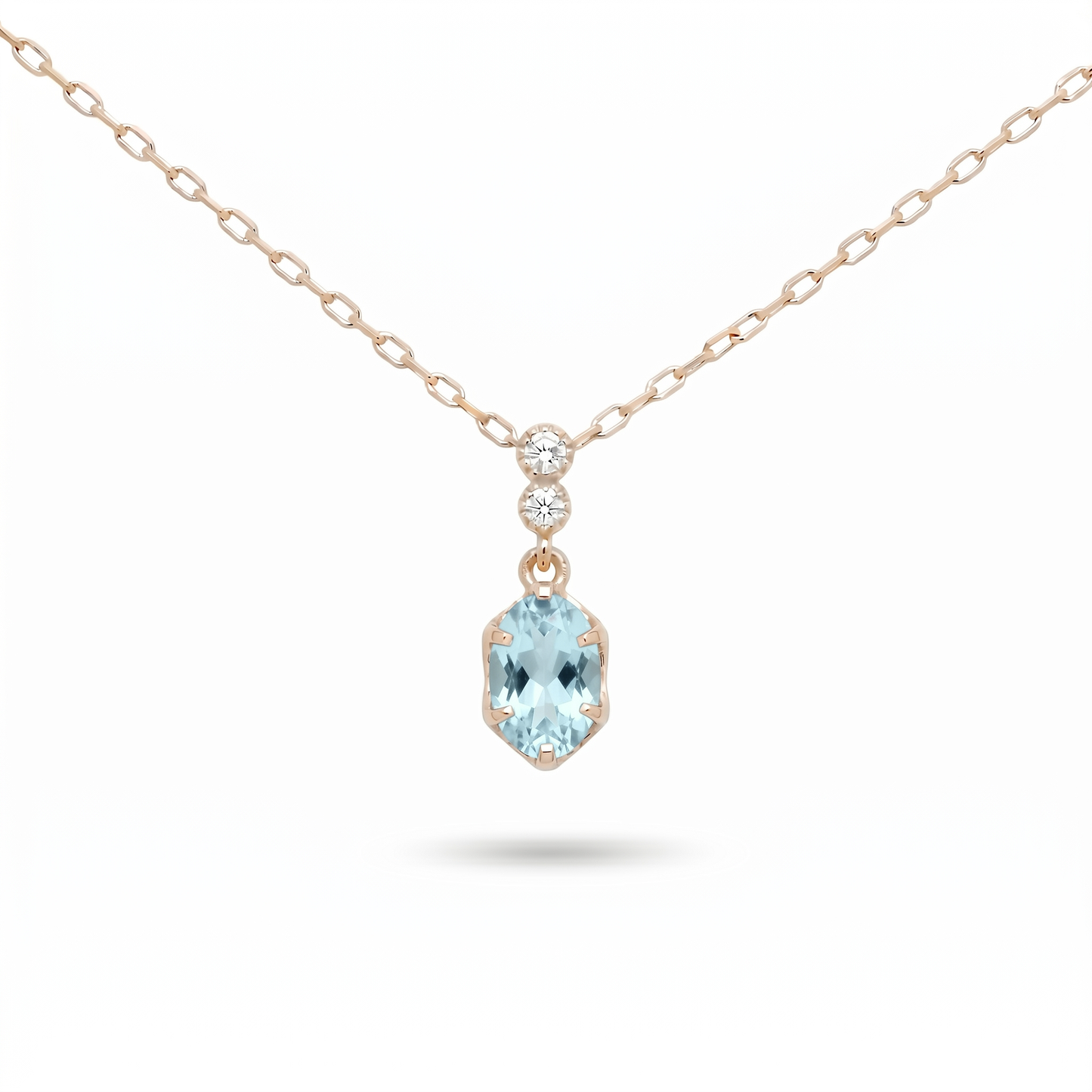 アクアマリン×ダイヤモンド0.01ct ネックレス K10YG