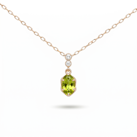 ペリドット×ダイヤモンド0.01ct ネックレス K10YG