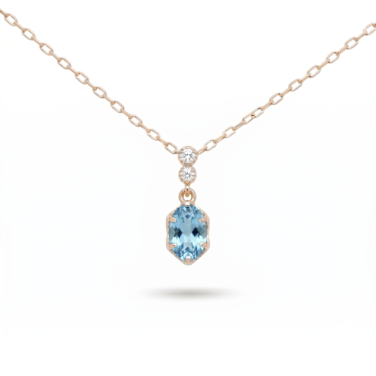 ブルートパーズ×ダイヤモンド0.01ct ネックレス K10YG