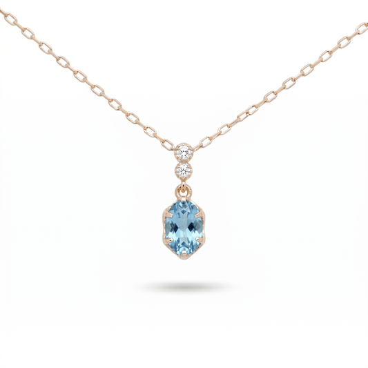 ブルートパーズ×ダイヤモンド0.01ct ネックレス K10YG