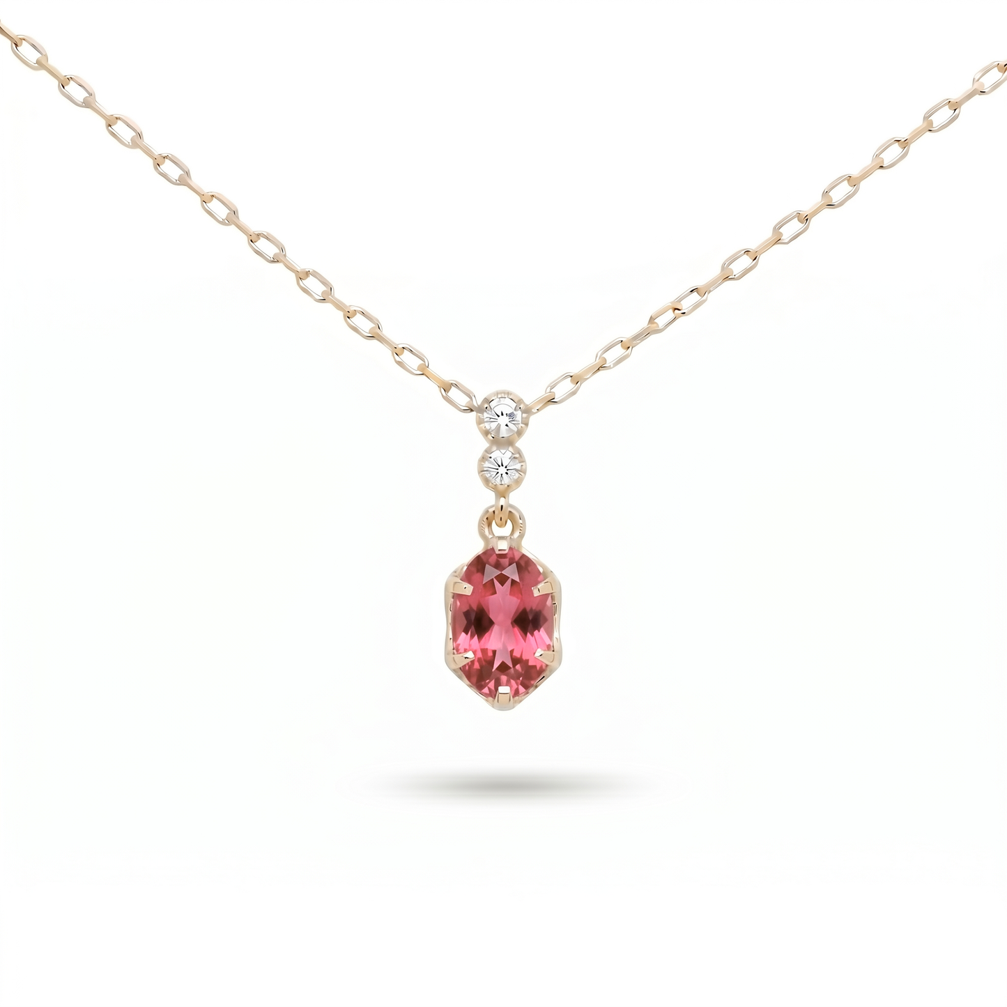 ピンクトルマリン×ダイヤモンド0.01ct ネックレス K10YG