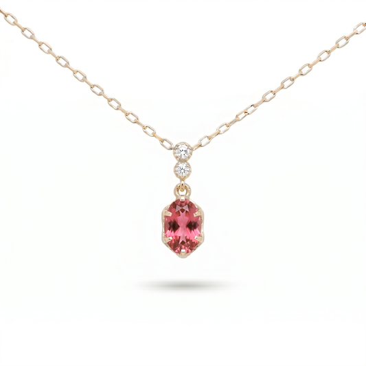 ピンクトルマリン×ダイヤモンド0.01ct ネックレス K10YG