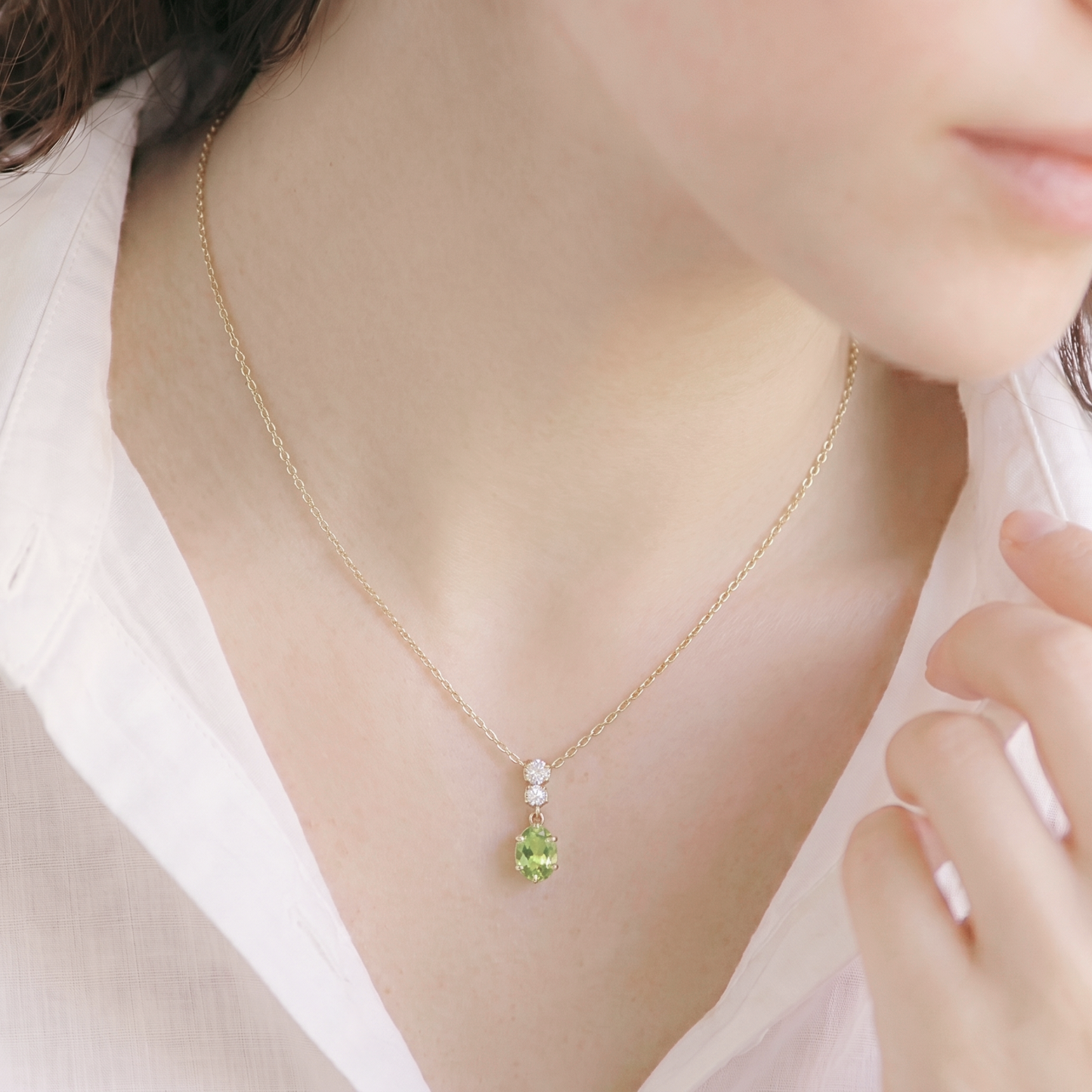 ペリドット×ダイヤモンド0.01ct ネックレス K10YG