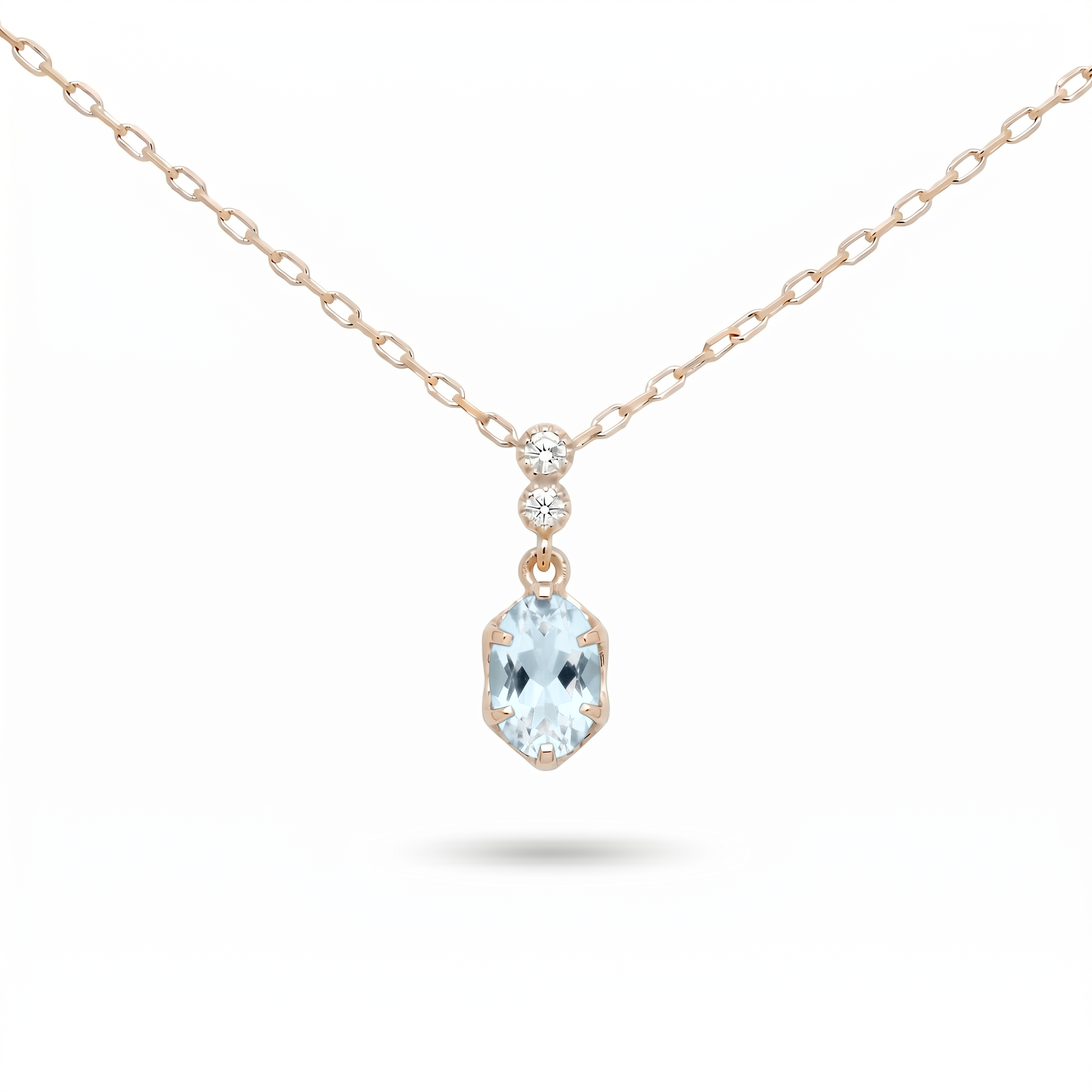 アクアマリン×ダイヤモンド0.01ct ネックレス K10YG