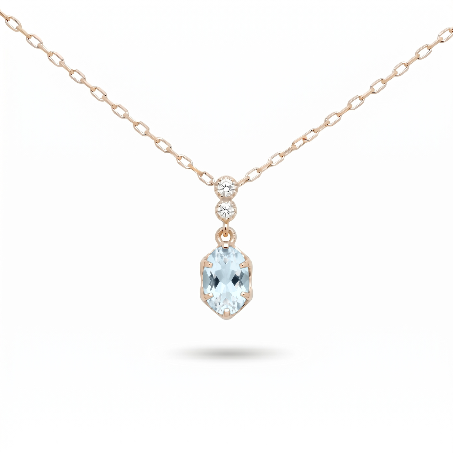 アクアマリン×ダイヤモンド0.01ct ネックレス K10YG
