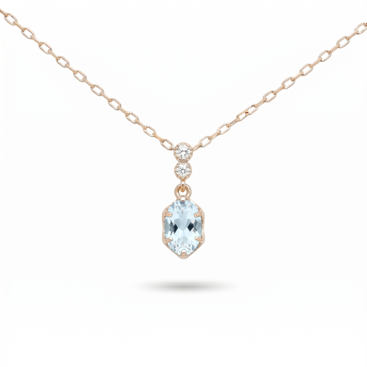 アクアマリン×ダイヤモンド0.01ct ネックレス K10YG