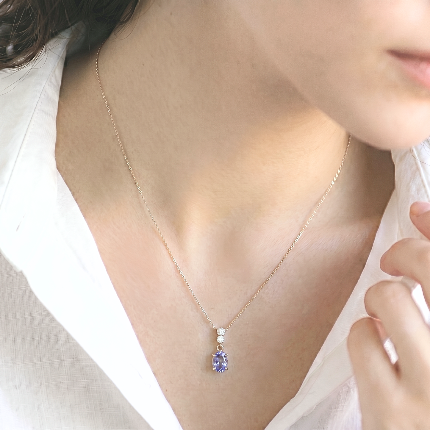 タンザナイト×ダイヤモンド0.01ct ネックレス K10YG