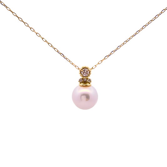 アコヤパール×ダイヤモンド0.04ct ネックレス K10YG