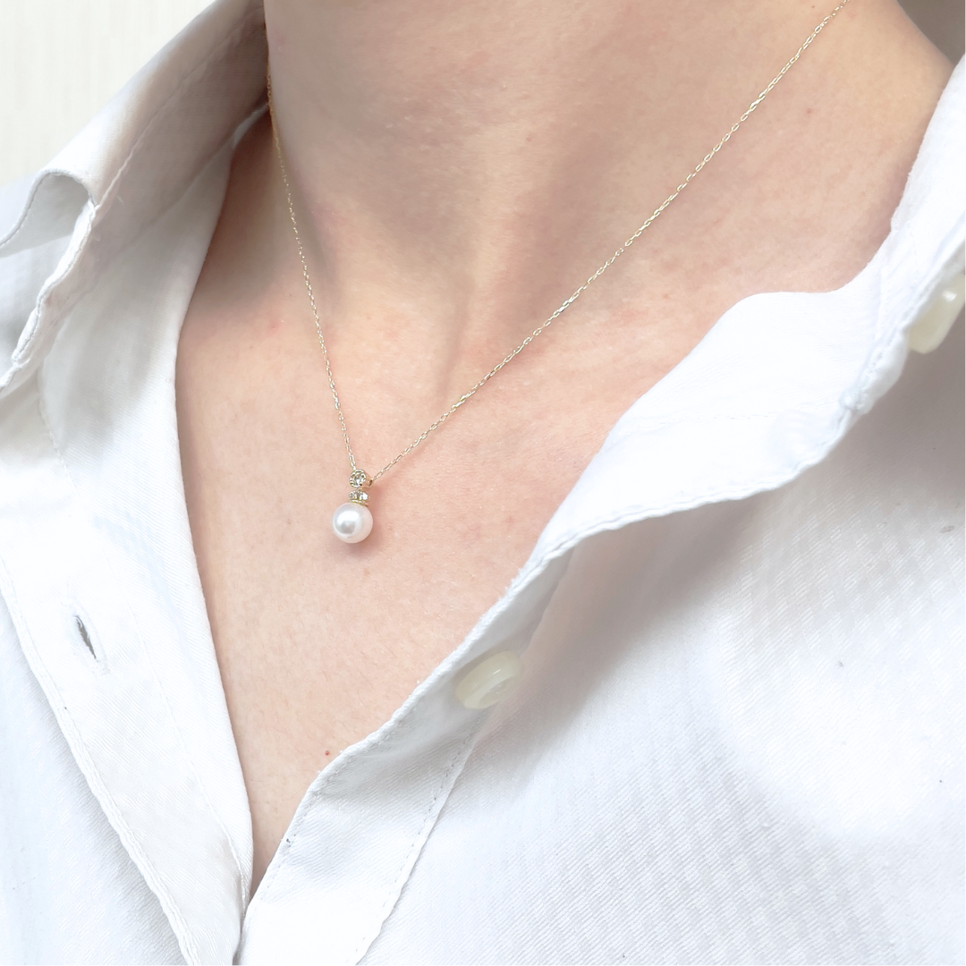 アコヤパール×ダイヤモンド0.04ct ネックレス K10YG