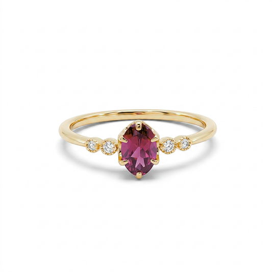 ロードライトガーネット×ダイヤモンド0.03ct リング K10YG