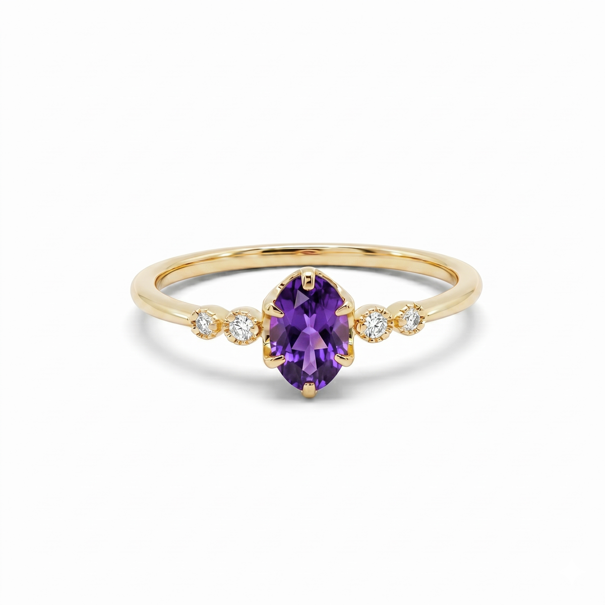 アメジスト×ダイヤモンド0.03ct リング K10YG