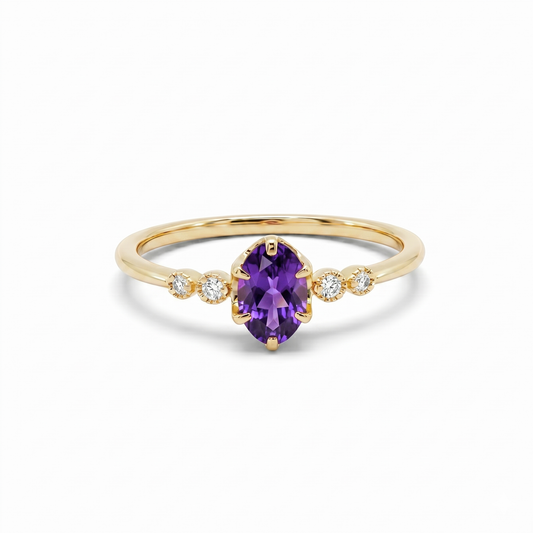 アメジスト×ダイヤモンド0.03ct リング K10YG