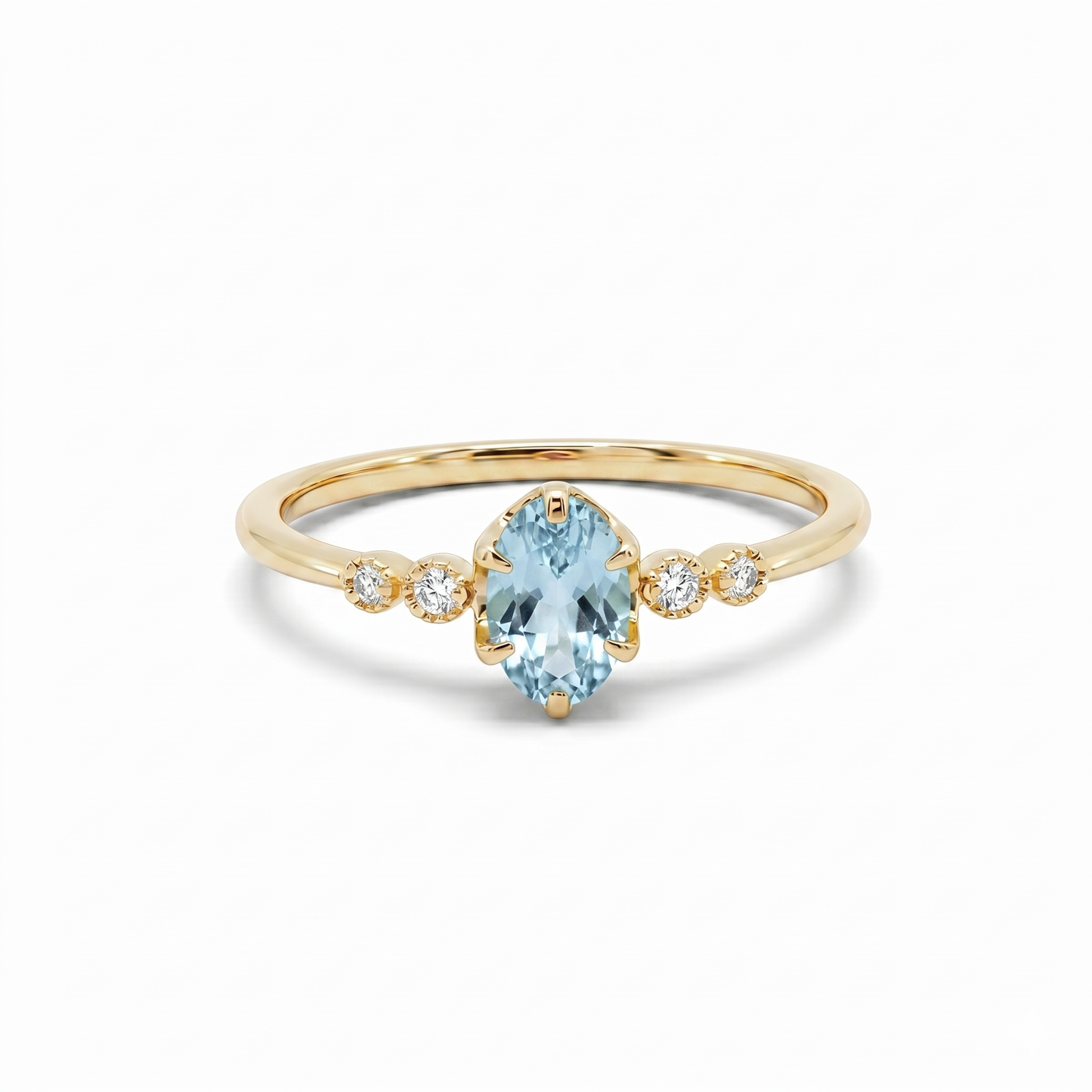アクアマリン×ダイヤモンド0.03ct リング K10YG