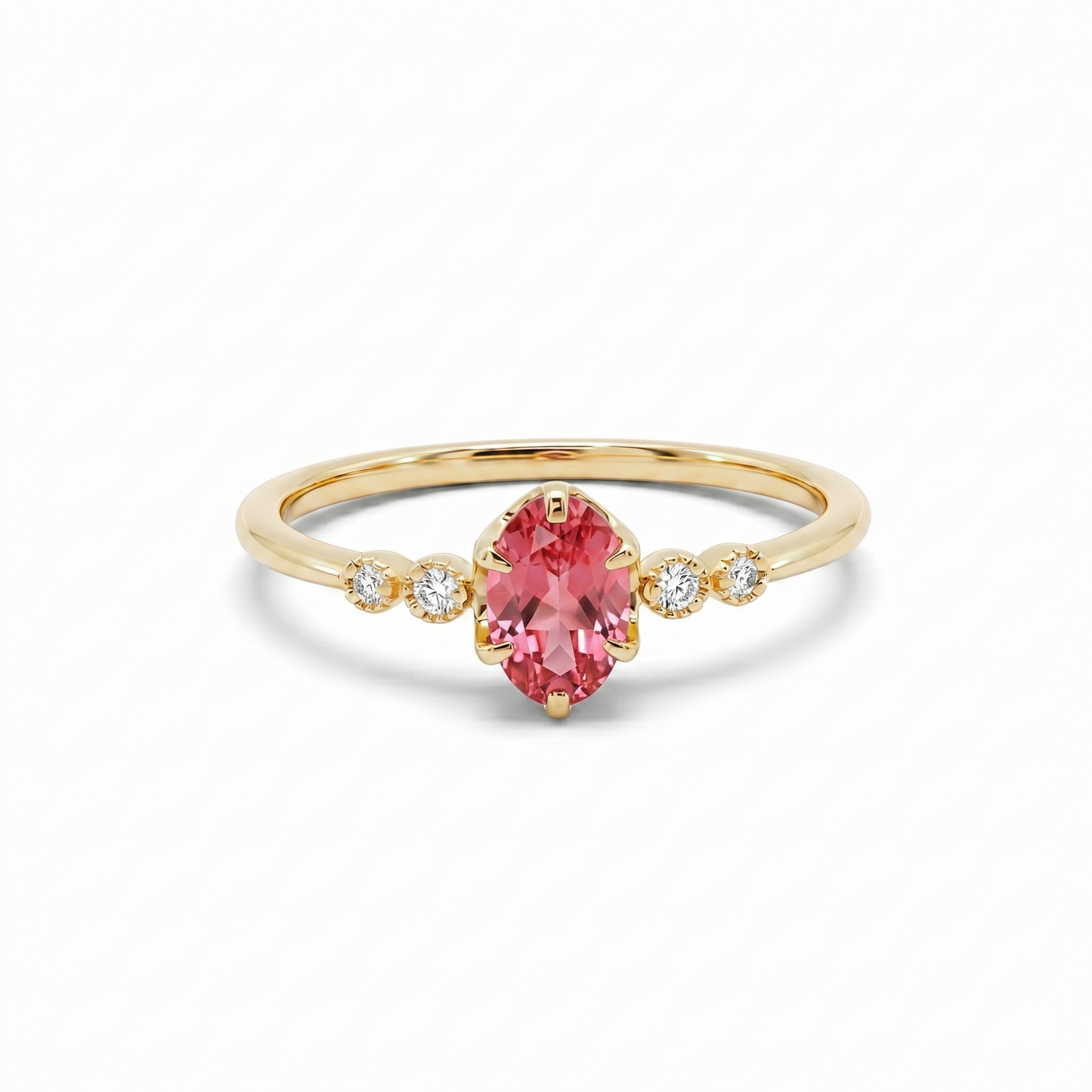ピンクトルマリン×ダイヤモンド0.03ct リング K10YG