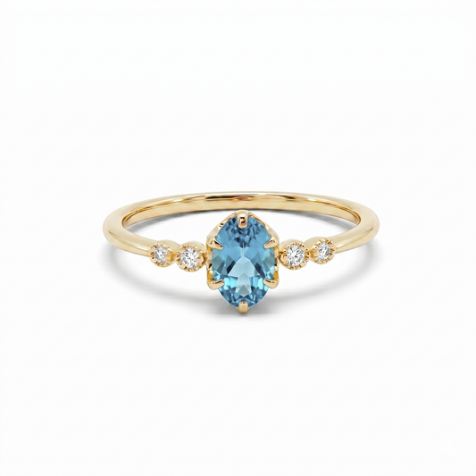 ブルートパーズ×ダイヤモンド0.03ct リング K10YG