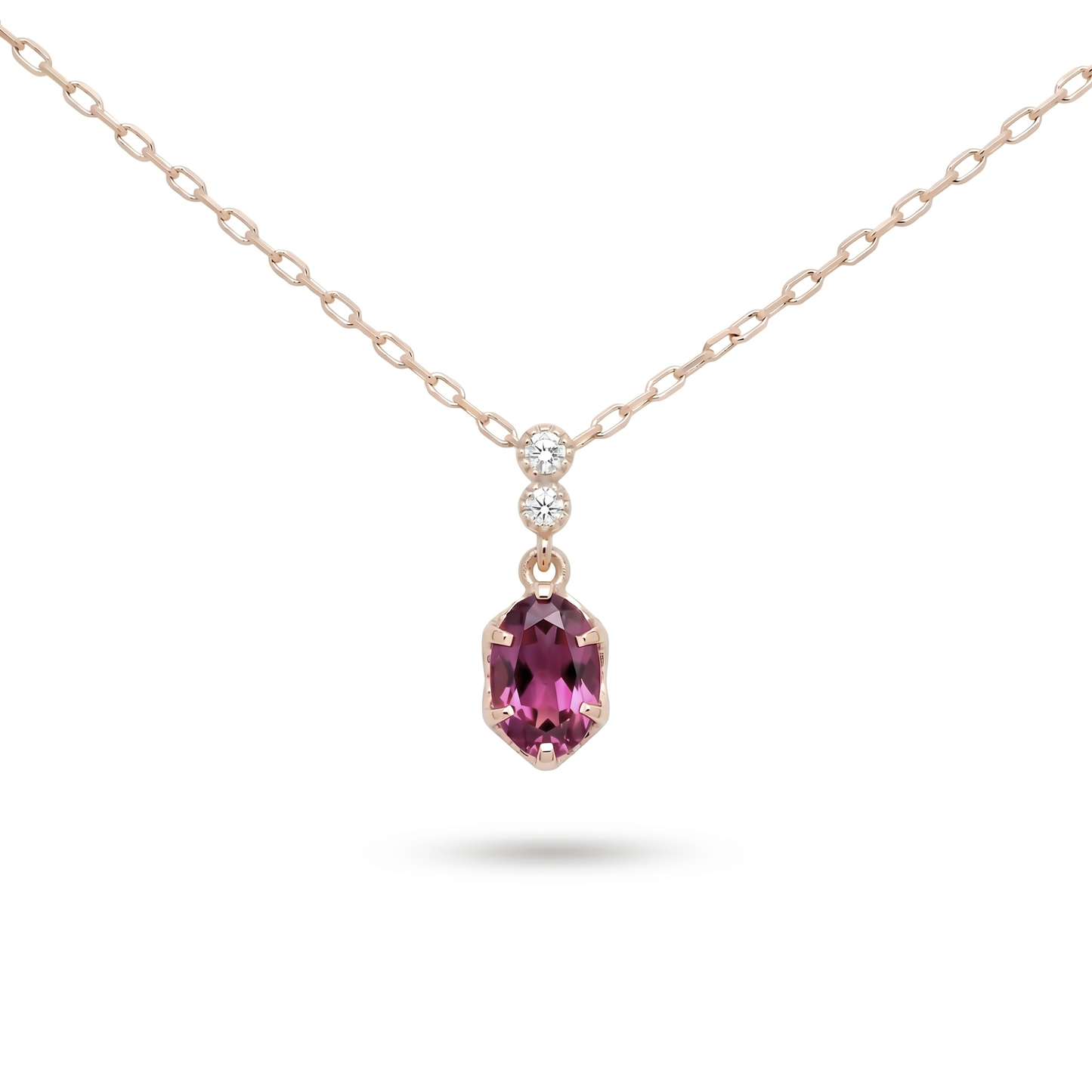 ロードライトガーネット×ダイヤモンド0.01ct ネックレス K10YG
