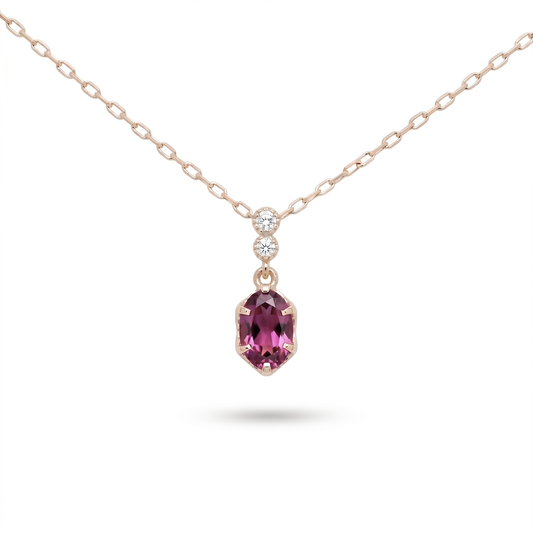 ロードライトガーネット×ダイヤモンド0.01ct ネックレス K10YG